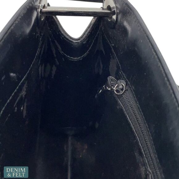 Gucci Vintage Black Patent Leather Shoulder Bag Logo Plaque Authentic Italy - Picture 13 of 16